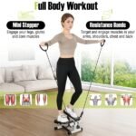 Mini Full Body Stepper - Resistance Bands Included, Adjustable Intensity, LCD Tracker (White) - Image 2