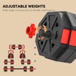 SPORTNOW 4-in-1 Adjustable Weight Dumbbells Set, Used As Kettlebell, Barbell, Dumbbell, Push-Up Stand, 30kg Free Weights Set For Men And Women Home Gym Training, Red - Image 5